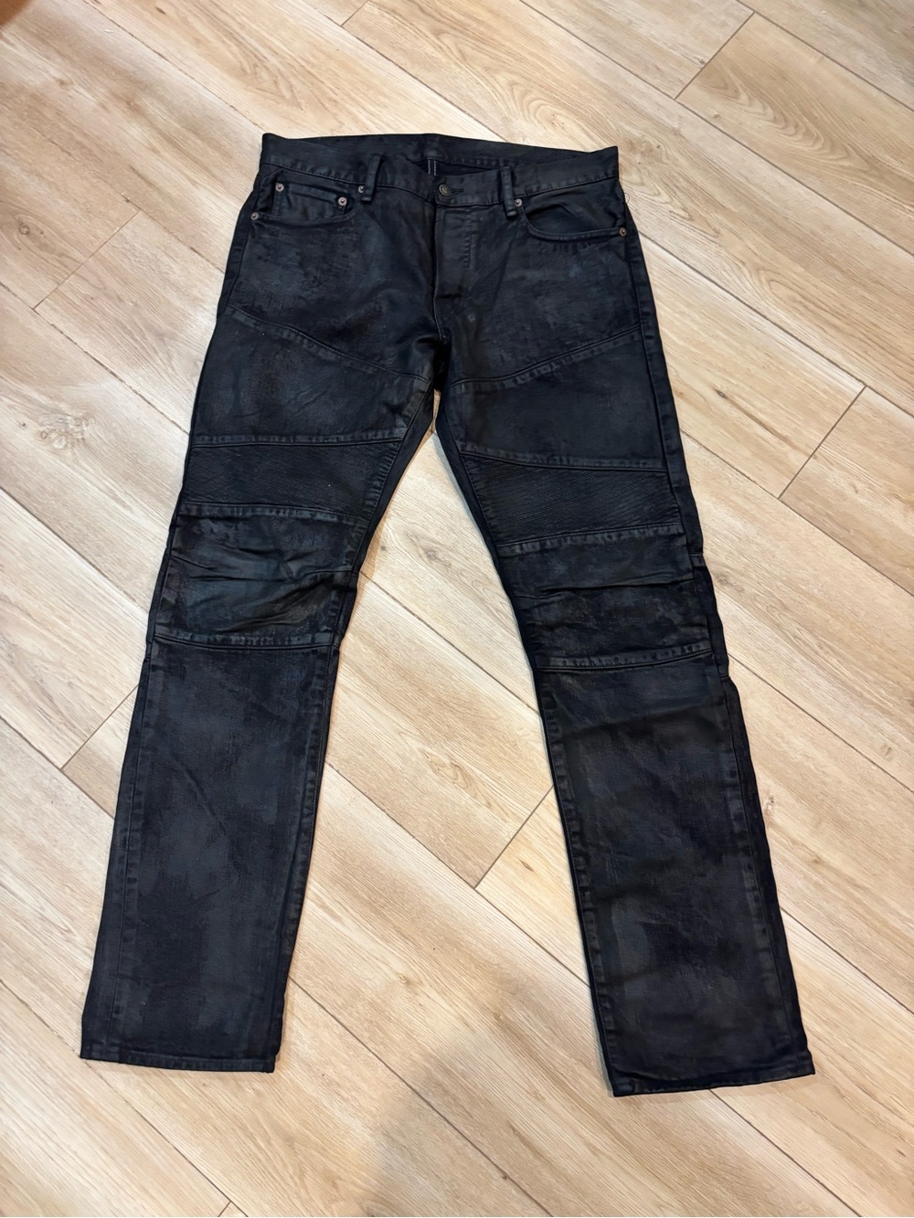 Denim & Supply Ralph Lauren Jeans 33x32 Black Slim Moto Ribbed Biker Coated